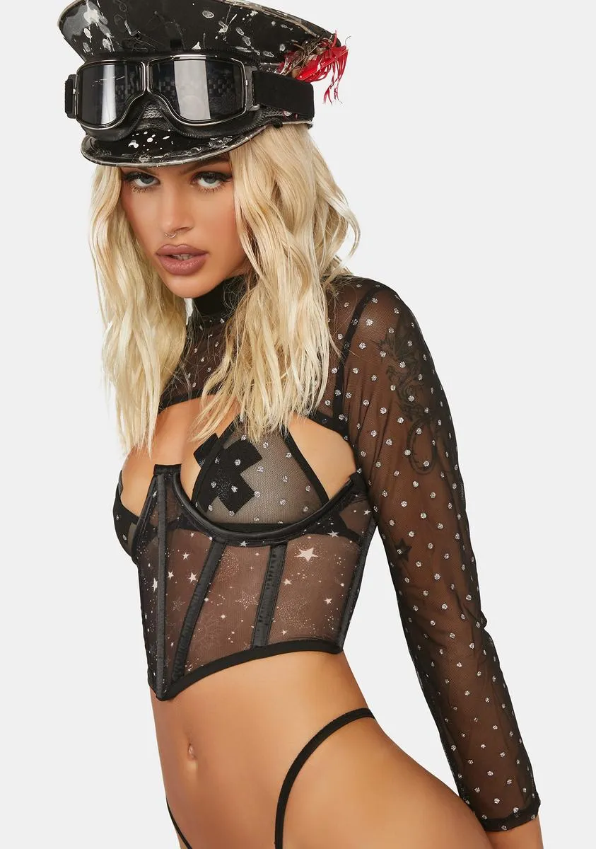 Lavish Celestial Mesh Open Cup Waist Cincher sold by Dolls Kill product image thumbnail 2