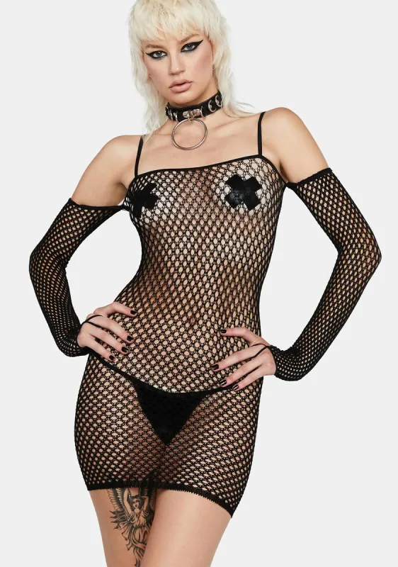 Bad Intentions Fishnet Mini Dress sold by Dolls Kill