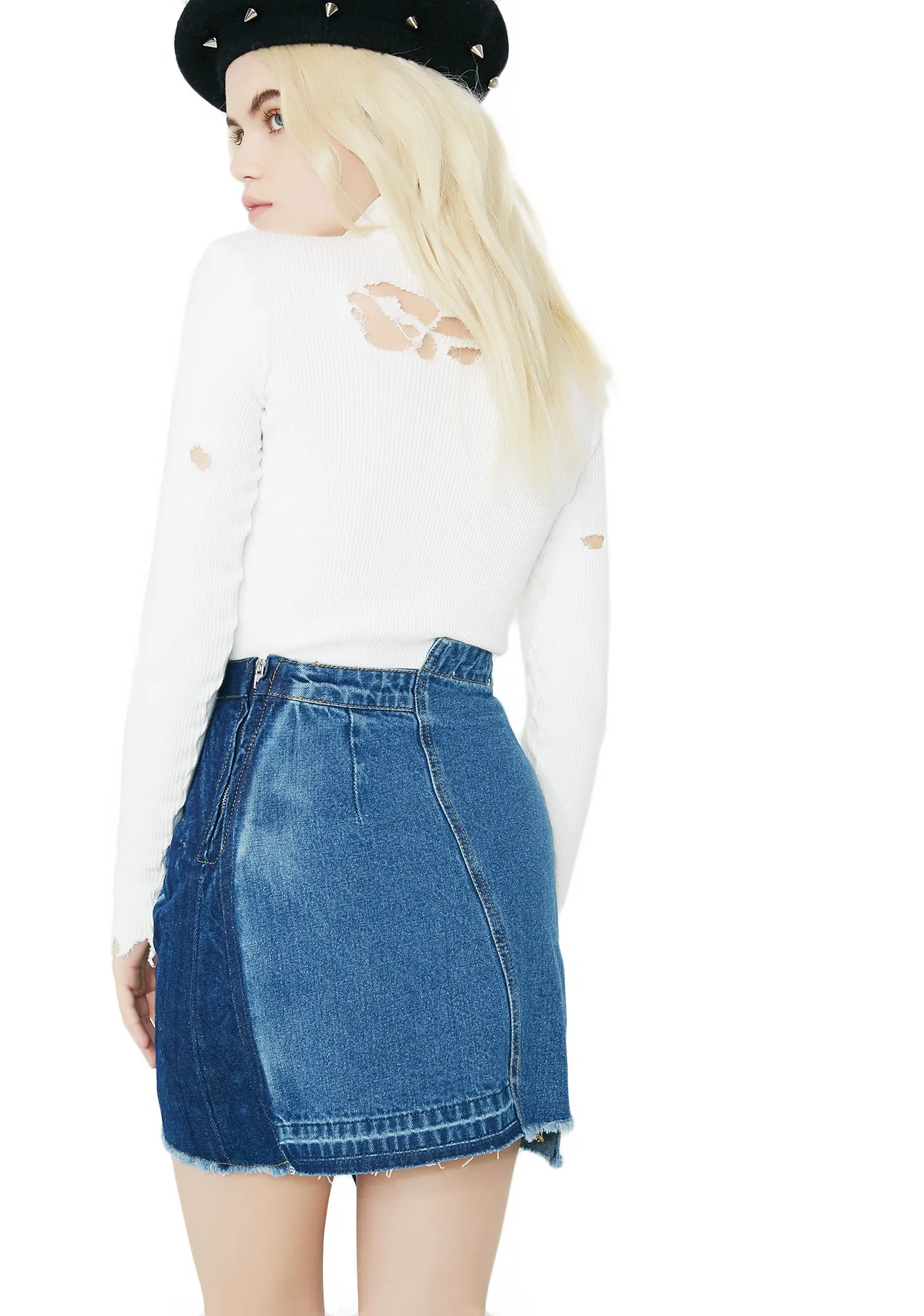 Not Trippin’ Denim Skirt sold by Dolls Kill product image thumbnail 4