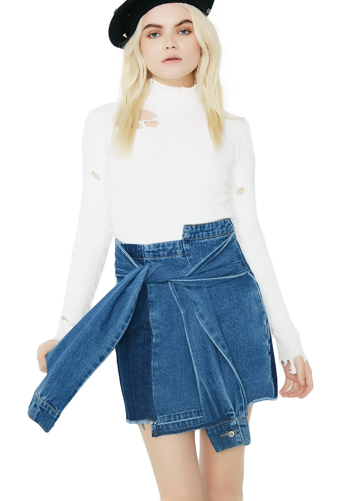 Not Trippin’ Denim Skirt sold by Dolls Kill product image thumbnail 2