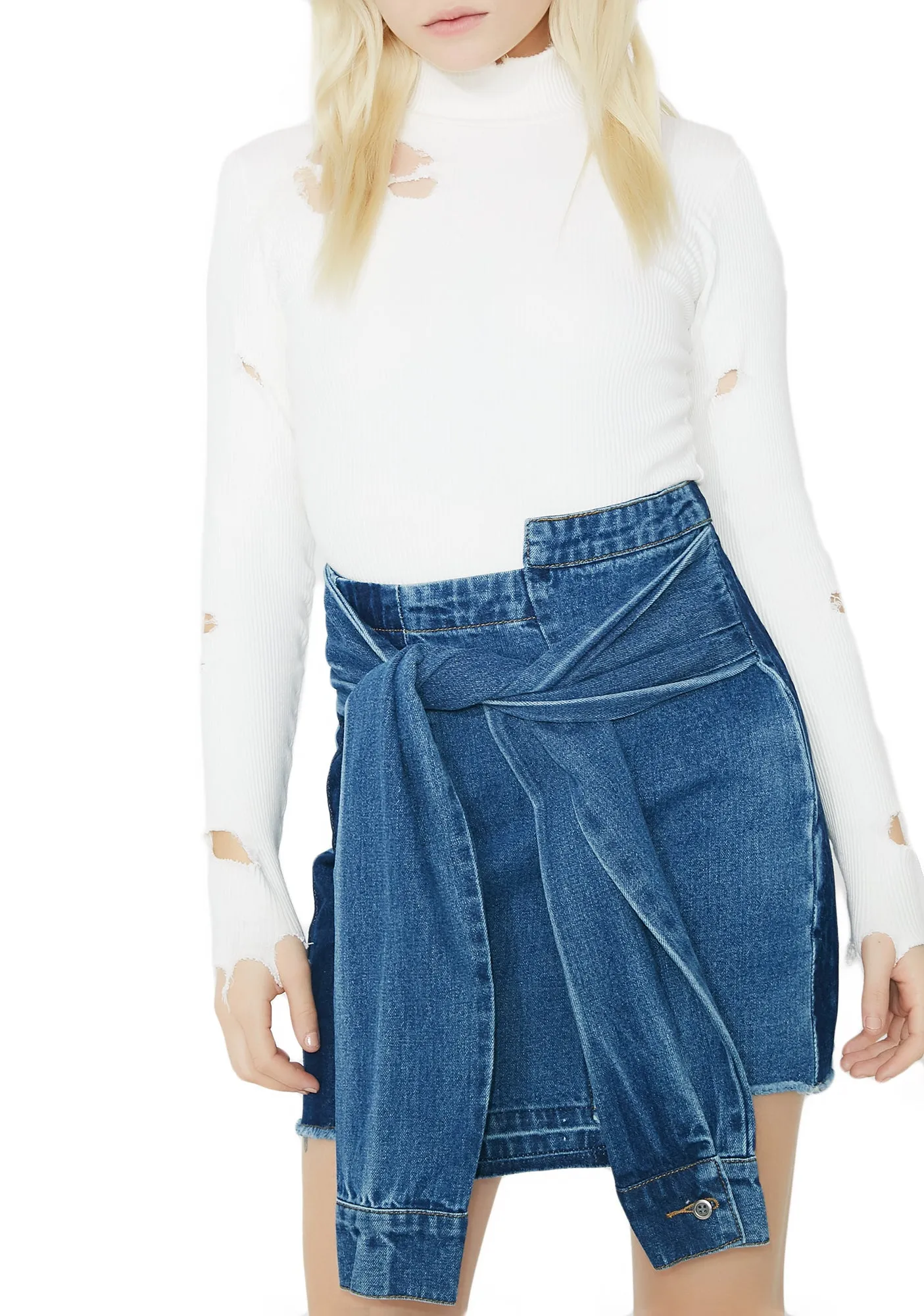 Not Trippin’ Denim Skirt sold by Dolls Kill product image thumbnail 3