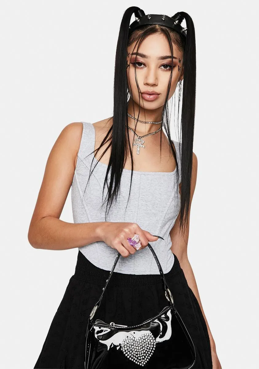 Marl Branded Lace Up Corset Top sold by Dolls Kill product image thumbnail 4