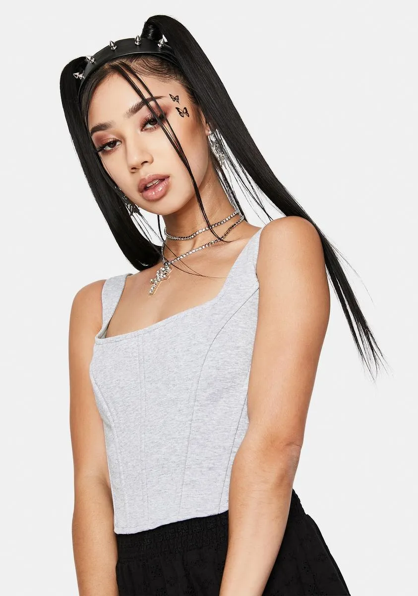 Marl Branded Lace Up Corset Top sold by Dolls Kill