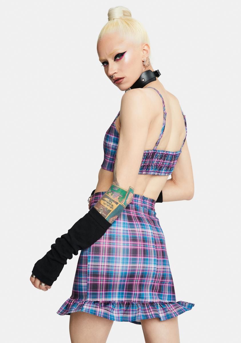 Back 2 School Baddie Plaid Skirt Set sold by Dolls Kill product image thumbnail 4