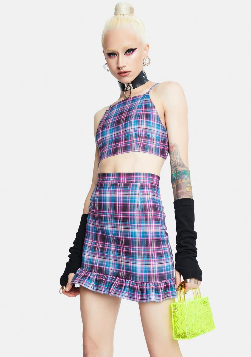 Back 2 School Baddie Plaid Skirt Set sold by Dolls Kill product image thumbnail 2