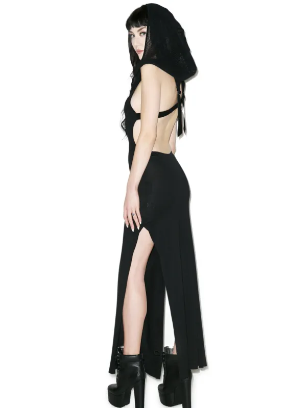 Wicked Games Hooded Maxi Dress sold by Dolls Kill