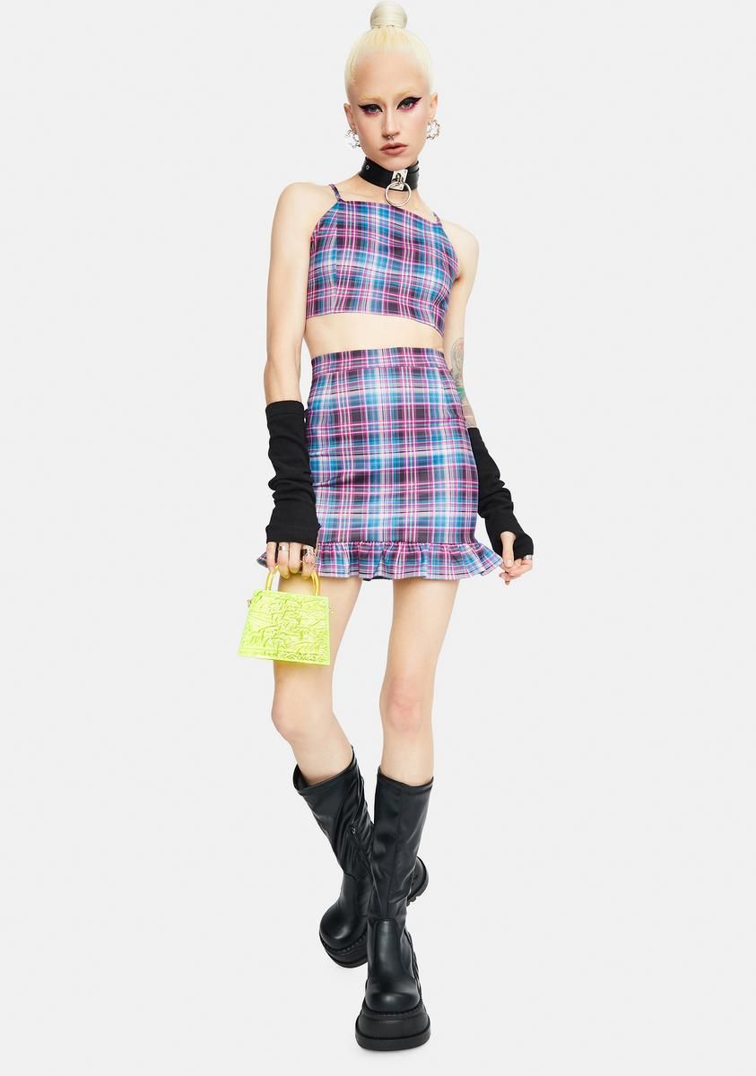 Back 2 School Baddie Plaid Skirt Set sold by Dolls Kill product image thumbnail 3