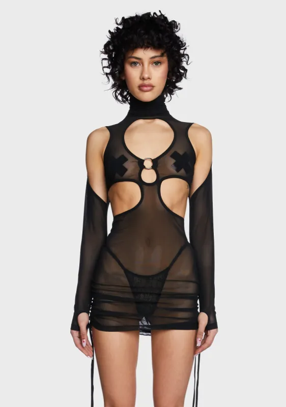 Atmosphere Mesh Cut Out Dress - Black sold by Dolls Kill