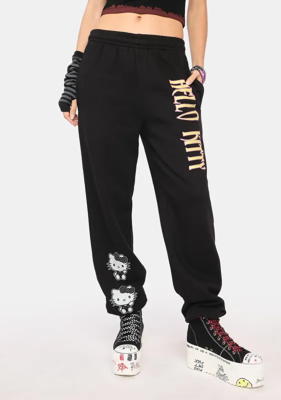 Hello Kitty Black Graphic Joggers sold by Dolls Kill