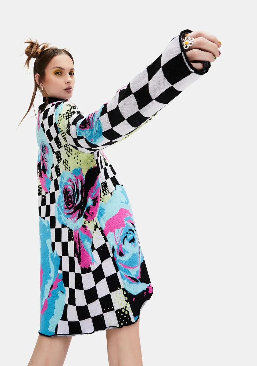 Dream Drifting Checkered Floral Sweater sold by Dolls Kill product image thumbnail 4