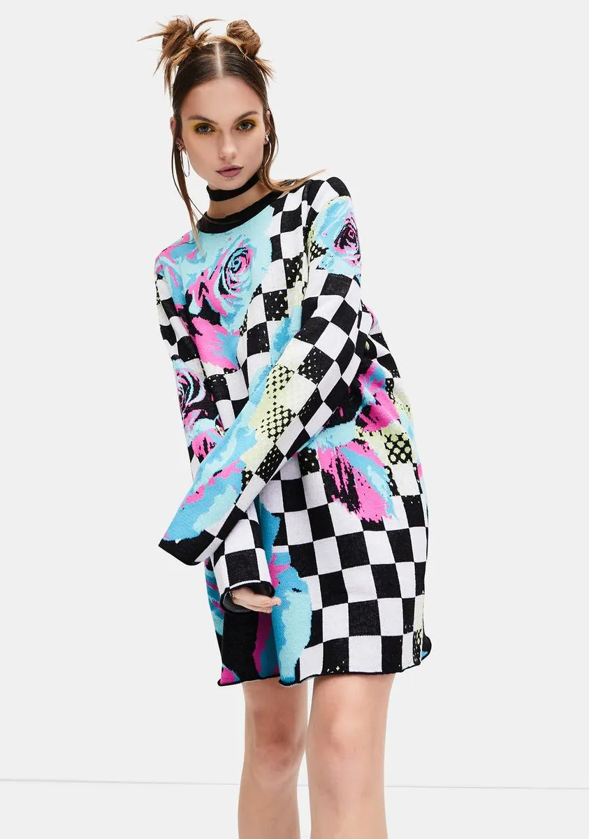 Dream Drifting Checkered Floral Sweater sold by Dolls Kill product image thumbnail 2