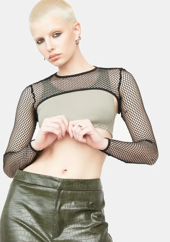 Won't Forget Ya Fishnet Shrug sold by Dolls Kill