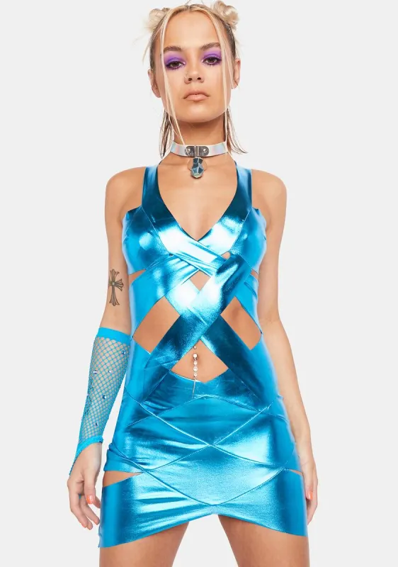 Royal My Best Thing Metallic Dress sold by Dolls Kill