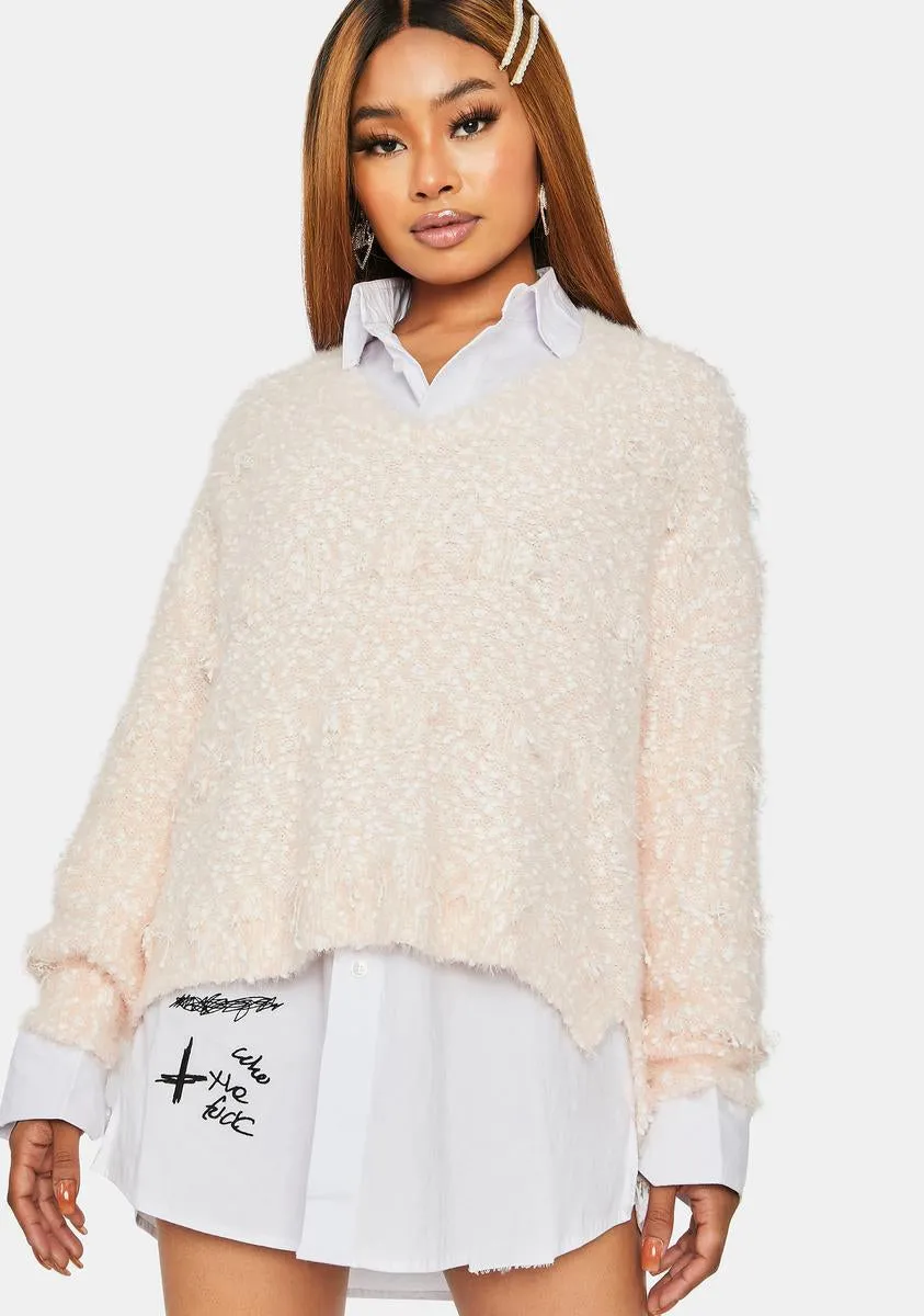 Going The Distance V Neck Hi Low Sweater sold by Dolls Kill