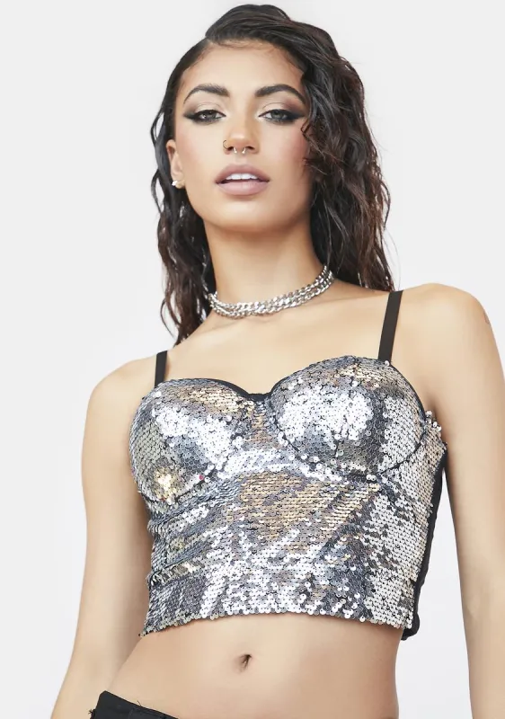 Strike A Pose Sequin Bustier Top sold by Dolls Kill