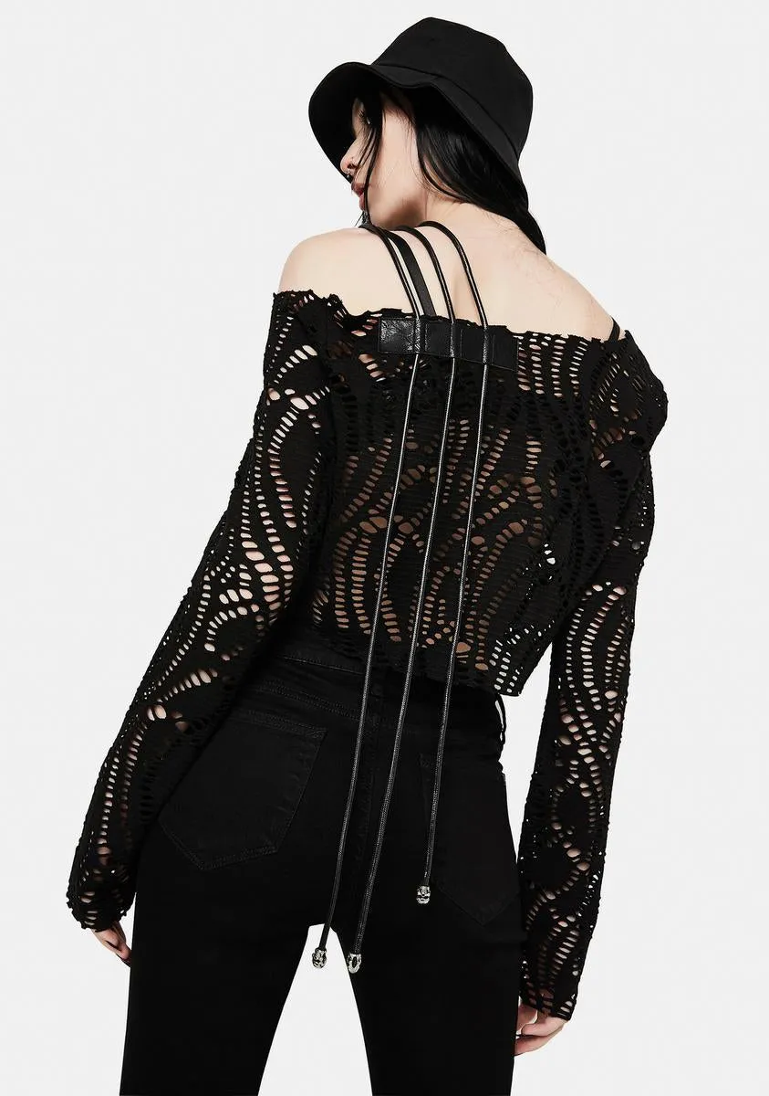 Long Sleeve Strappy Shoulder Top sold by Dolls Kill product image thumbnail 2