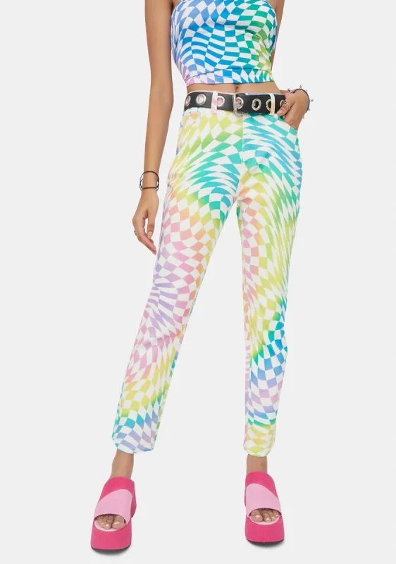 Surreal Life Checkered Crop Jeans sold by Dolls Kill