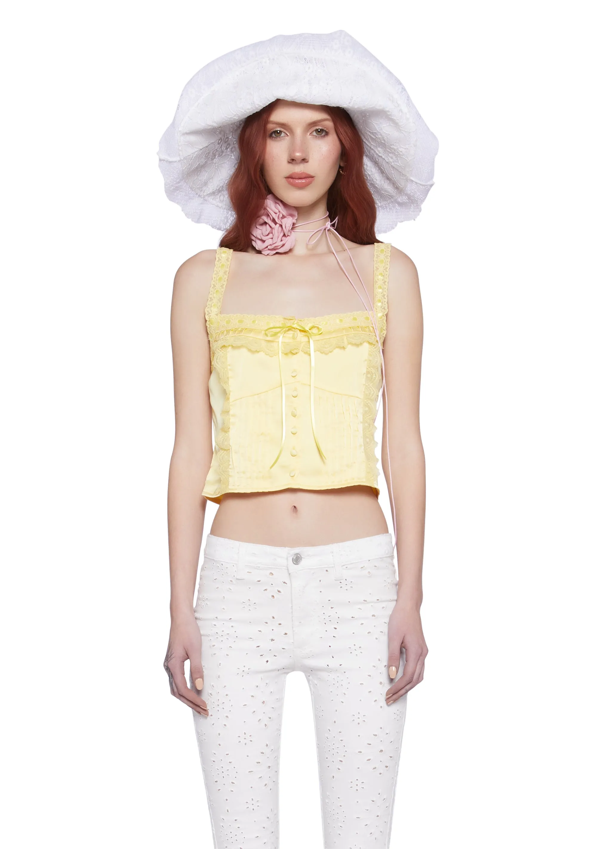 Sweet Disposition Lace Tank Top sold by Dolls Kill