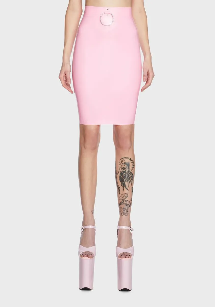 x Bettie Page Imogen Latex Pencil Skirt sold by Dolls Kill