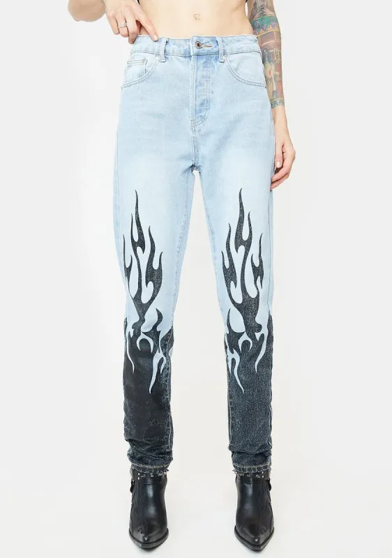 Flame Denim Jeans sold by Dolls Kill