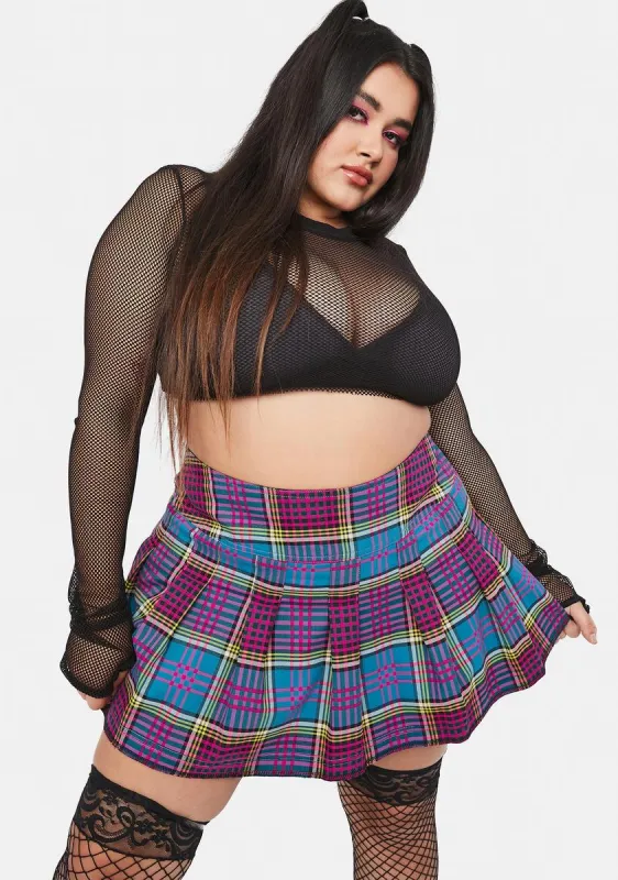 Plus Azure Chase The High Pleated Skirt sold by Dolls Kill