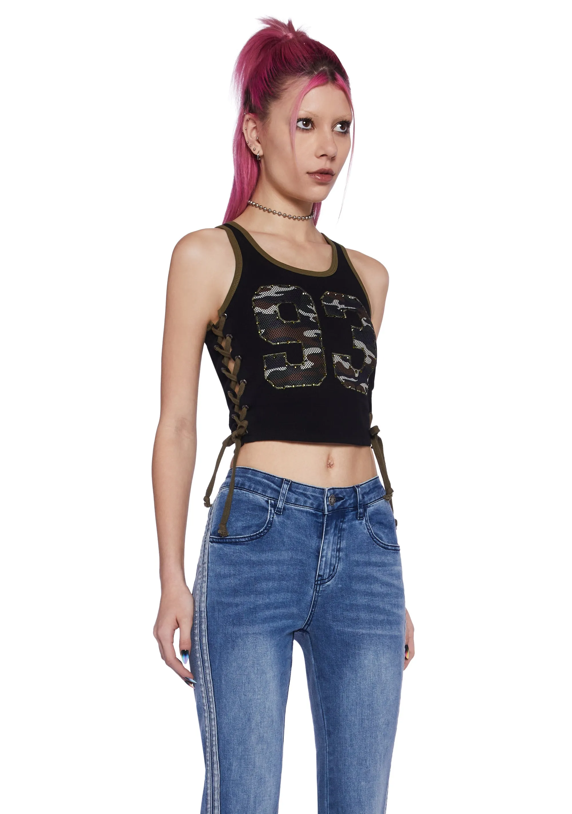 On My Team Mesh Tank Top - Black sold by Dolls Kill product image thumbnail 3