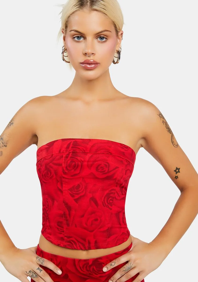 Rose Print Tube Top sold by Dolls Kill