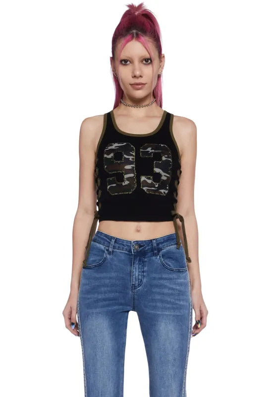 On My Team Mesh Tank Top - Black sold by Dolls Kill