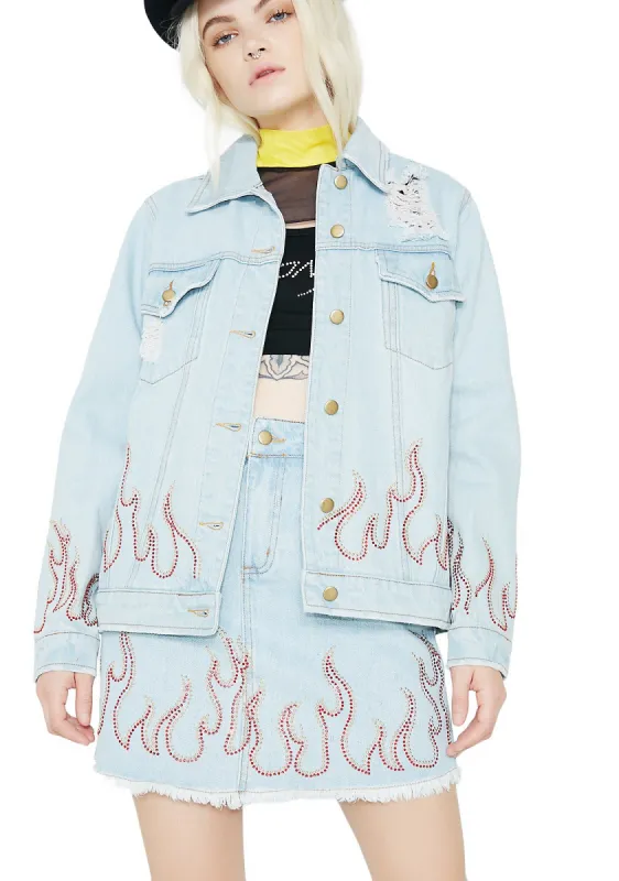 Wildfire Distressed Denim Jacket sold by Dolls Kill