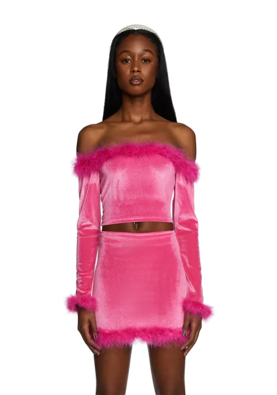 Filthy Femme Velvet Crop Top - Pink sold by Dolls Kill