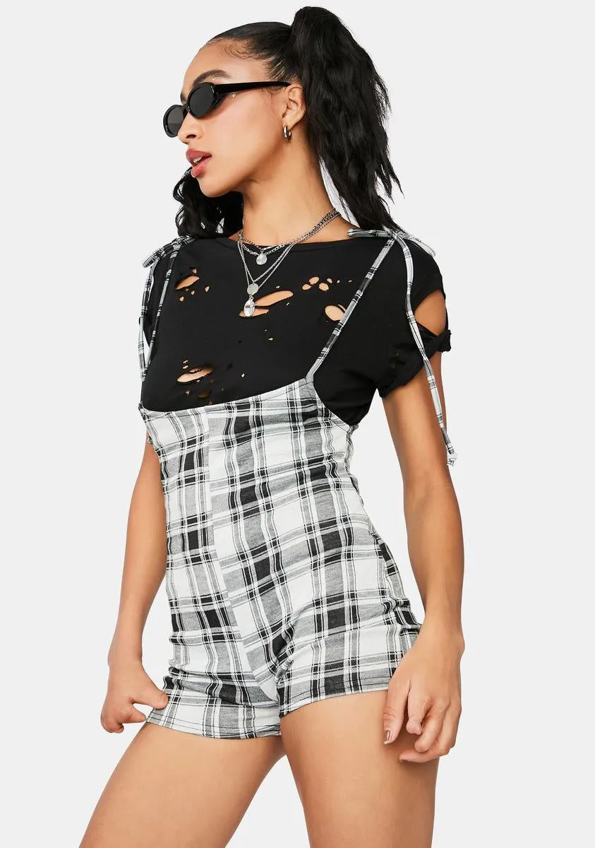 Proper Coach Plaid Suspender Tie Romper sold by Dolls Kill product image thumbnail 2