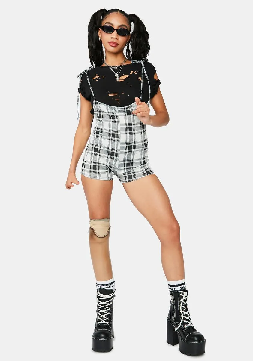 Proper Coach Plaid Suspender Tie Romper sold by Dolls Kill product image thumbnail 3