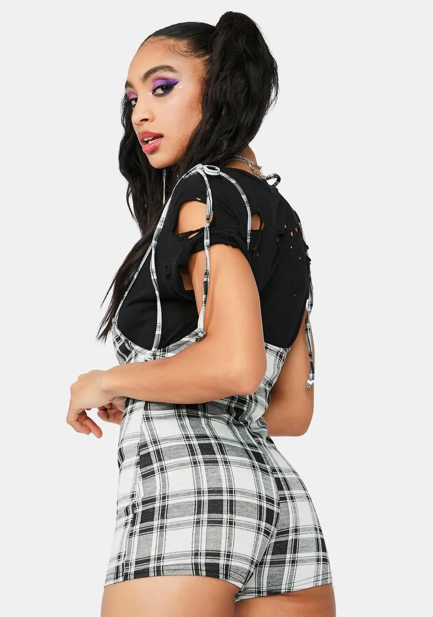 Proper Coach Plaid Suspender Tie Romper sold by Dolls Kill product image thumbnail 4