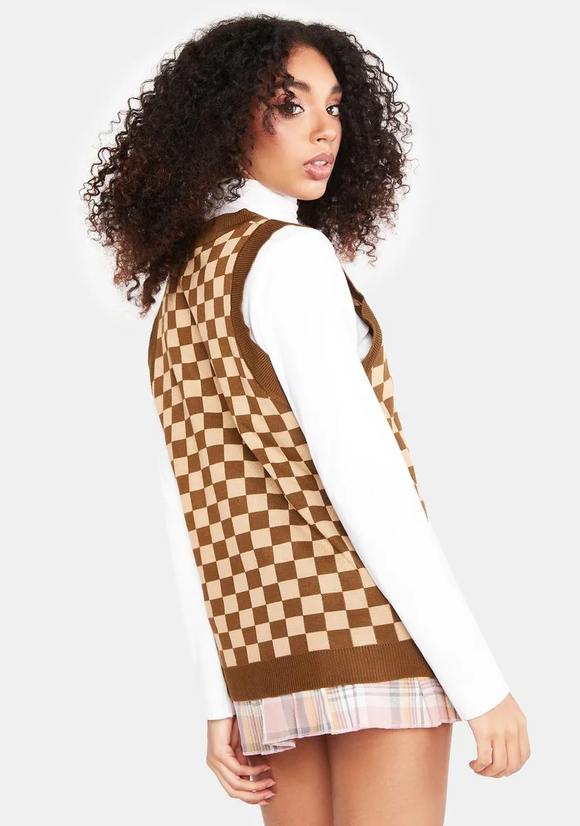 Knitted Oversized Checkered Sweater Vest sold by Dolls Kill product image thumbnail 4