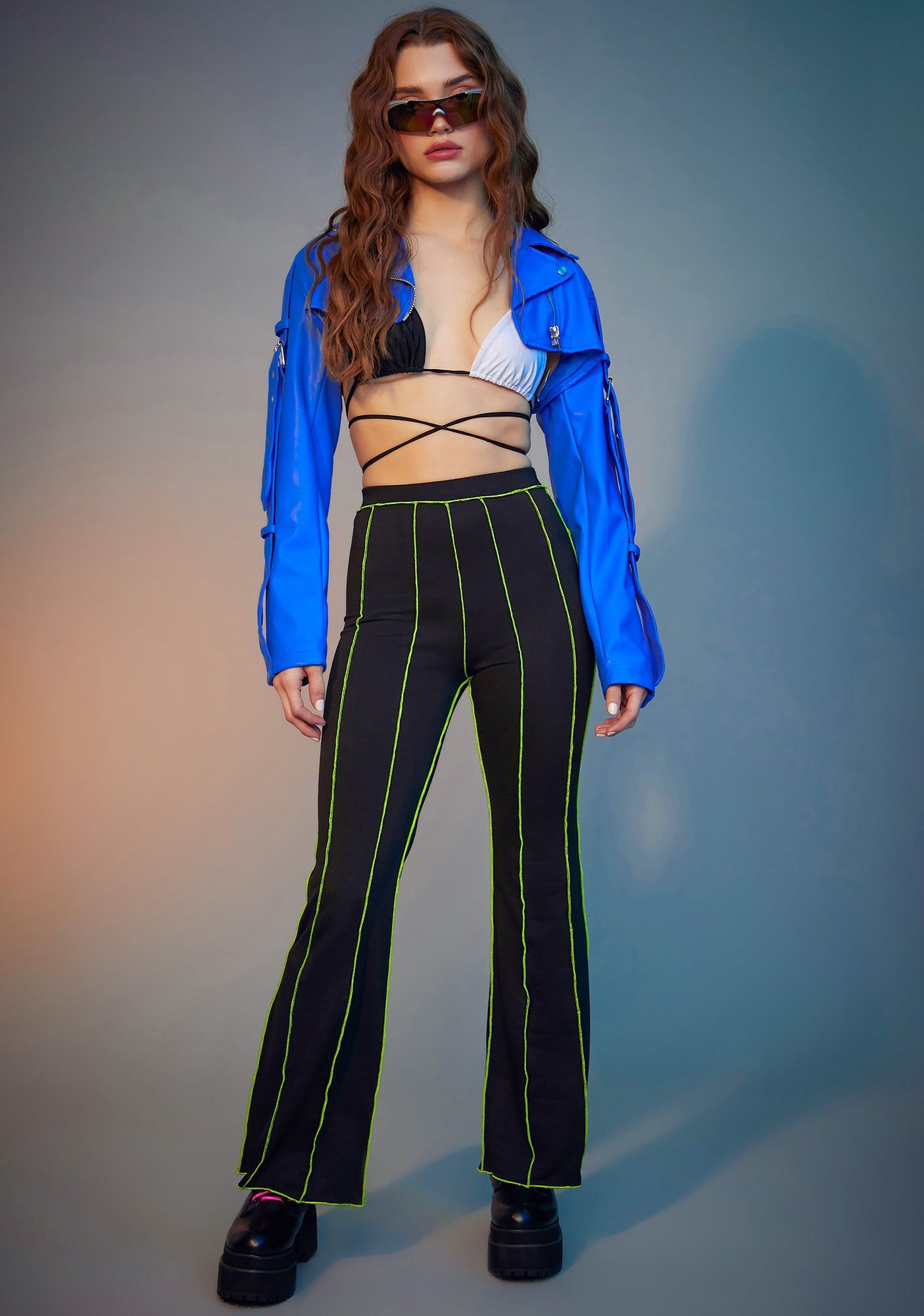 Lime Livin' Reckless Contrast Stitch Pants sold by Dolls Kill product image thumbnail 3