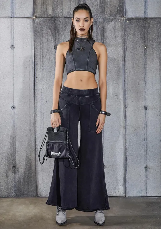 Snare Washed Black Wide Leg Pants sold by Dolls Kill
