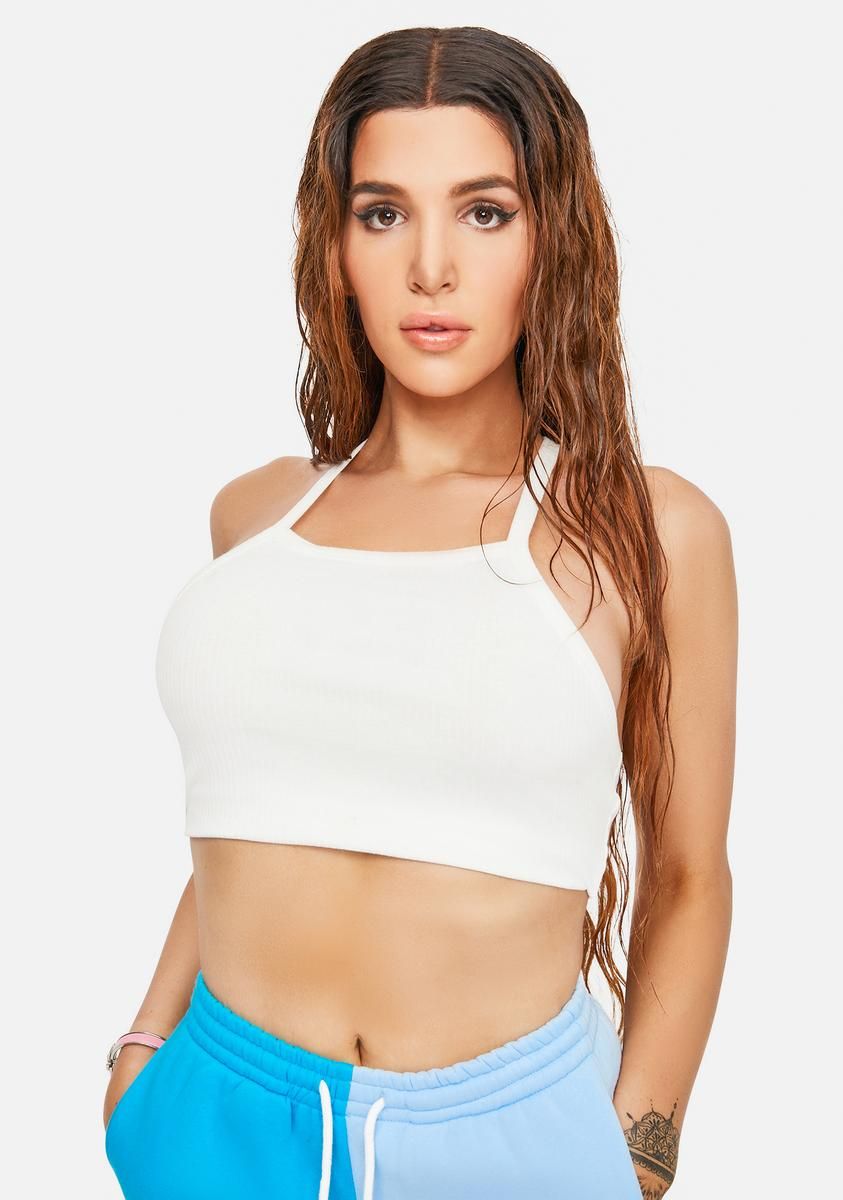 Ivory Ask About Me Racerback Tank Top sold by Dolls Kill