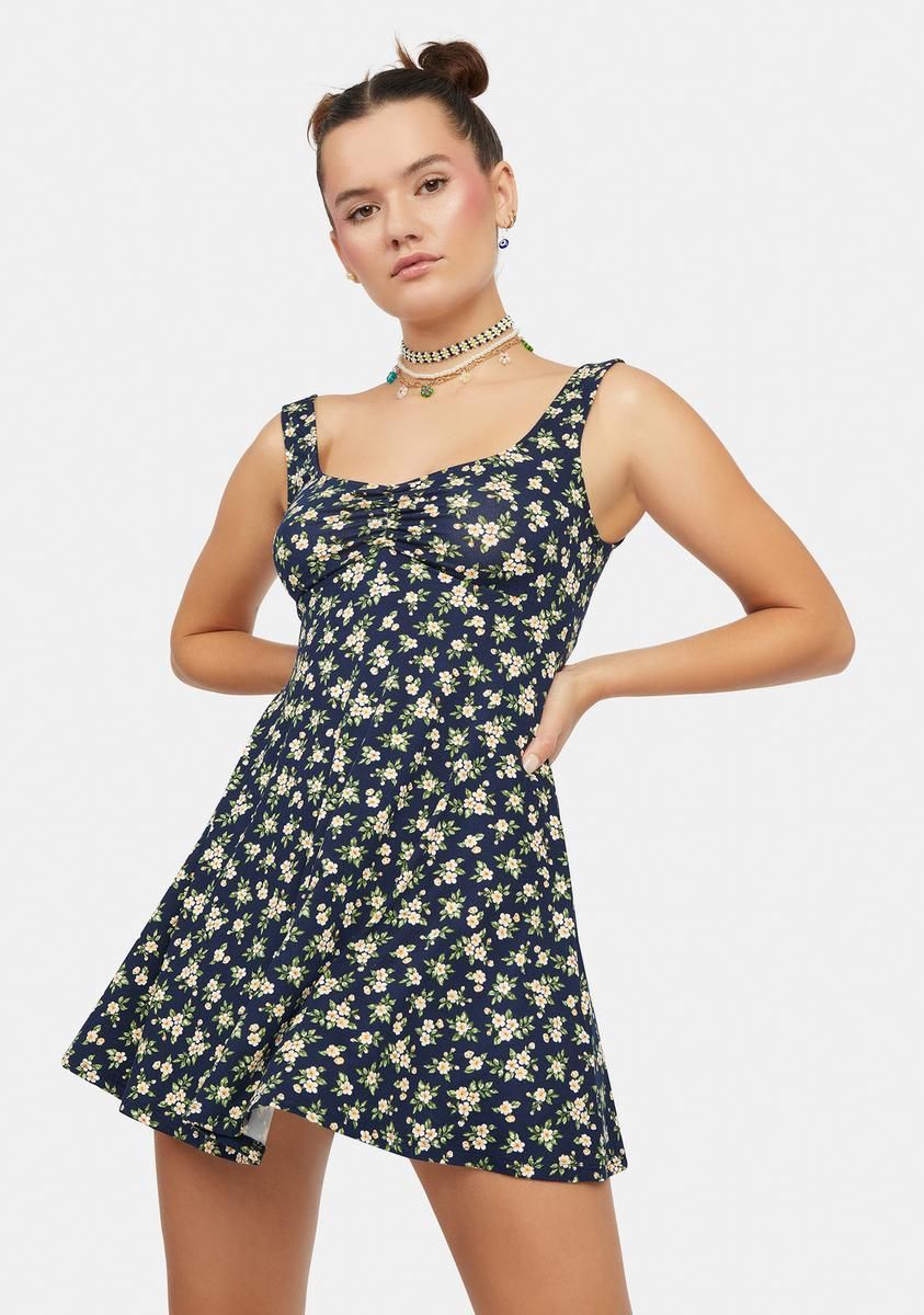 Berry Found Peace Floral Mini Dress sold by Dolls Kill