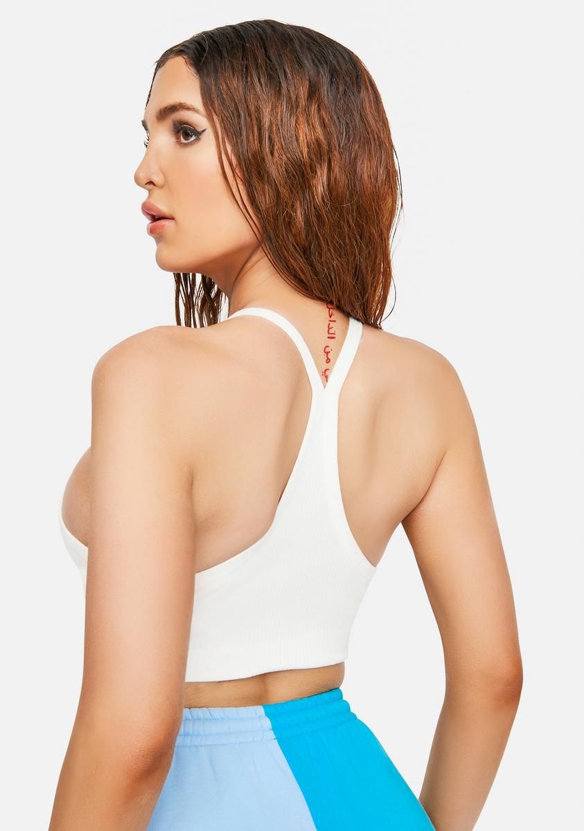 Ivory Ask About Me Racerback Tank Top sold by Dolls Kill product image thumbnail 2