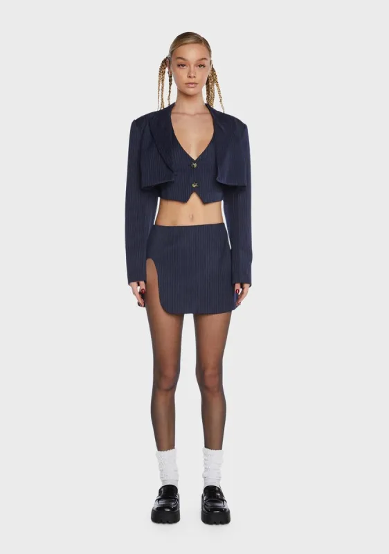 Zayne Cropped Pinstripe Blazer sold by Dolls Kill