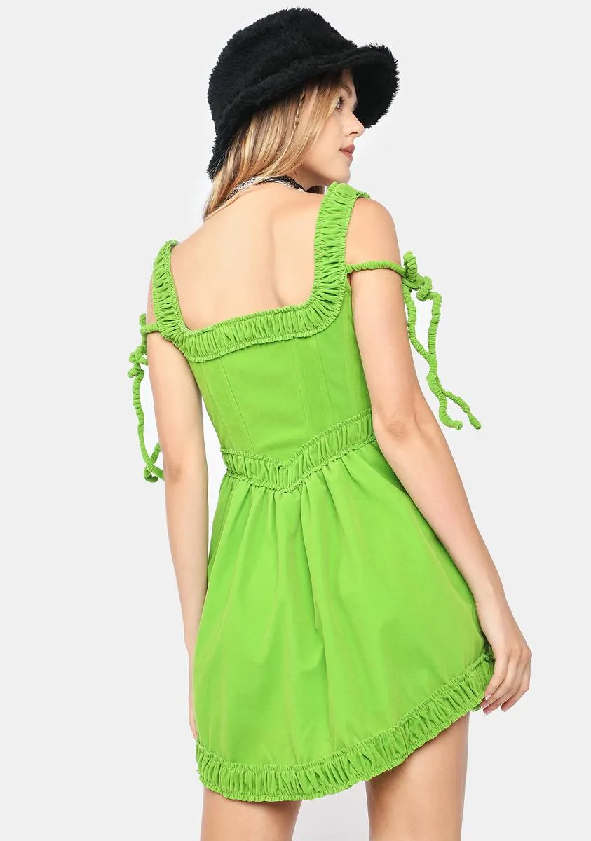 Green Fish Bone Velvet Dress sold by Dolls Kill product image thumbnail 4