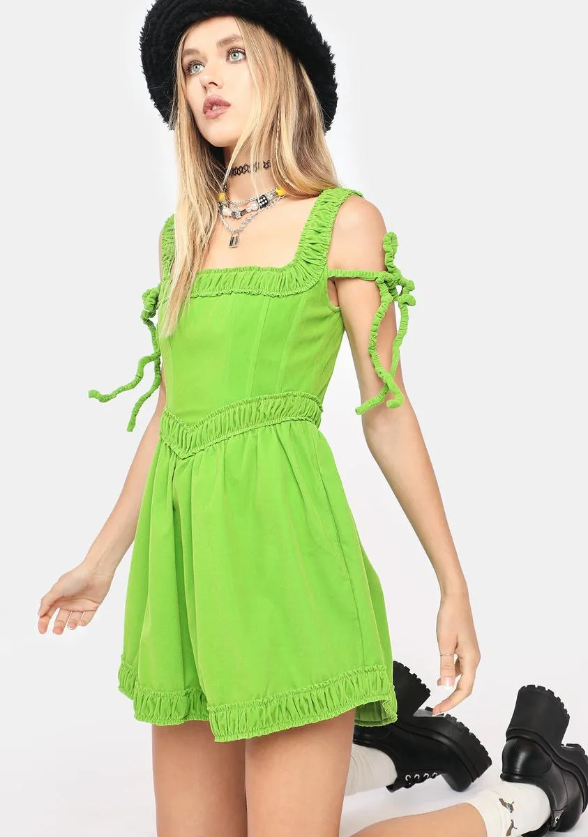 Green Fish Bone Velvet Dress sold by Dolls Kill product image thumbnail 2