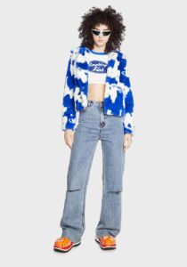 Jax Cow Faux Fur Jacket sold by Dolls Kill