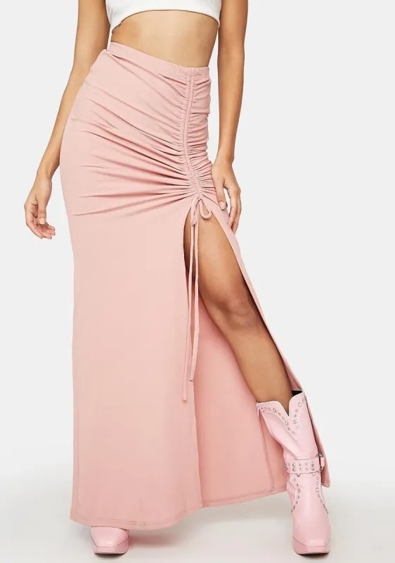 Baby Secret's Out Ruched Maxi Skirt sold by Dolls Kill