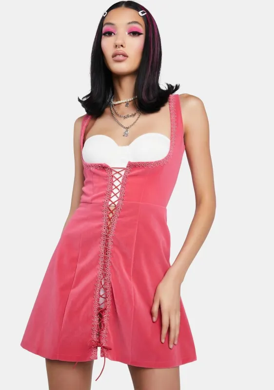 Sweet From The Start Lace Up Dress sold by Dolls Kill