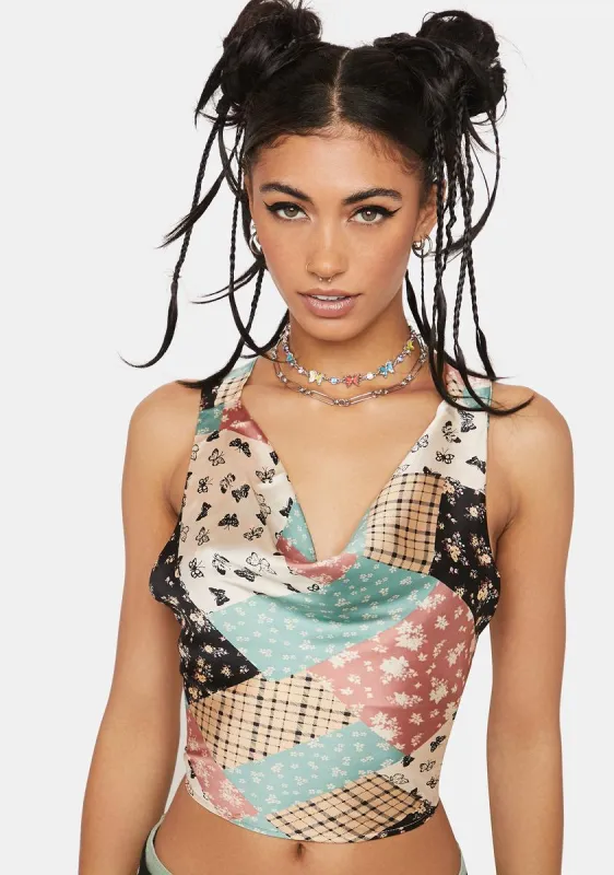 Make Or Break Patchwork Crop Top sold by Dolls Kill