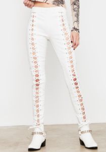 Pure Damned Darling Lace-Up Jeggings sold by Dolls Kill