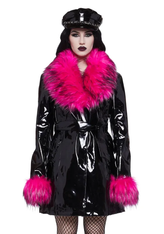 Pop of Darkness Faux Fur Coat sold by Dolls Kill