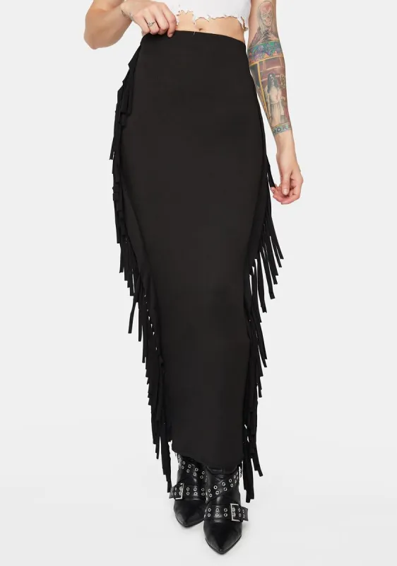 Don't Fringe About It Maxi Skirt sold by Dolls Kill