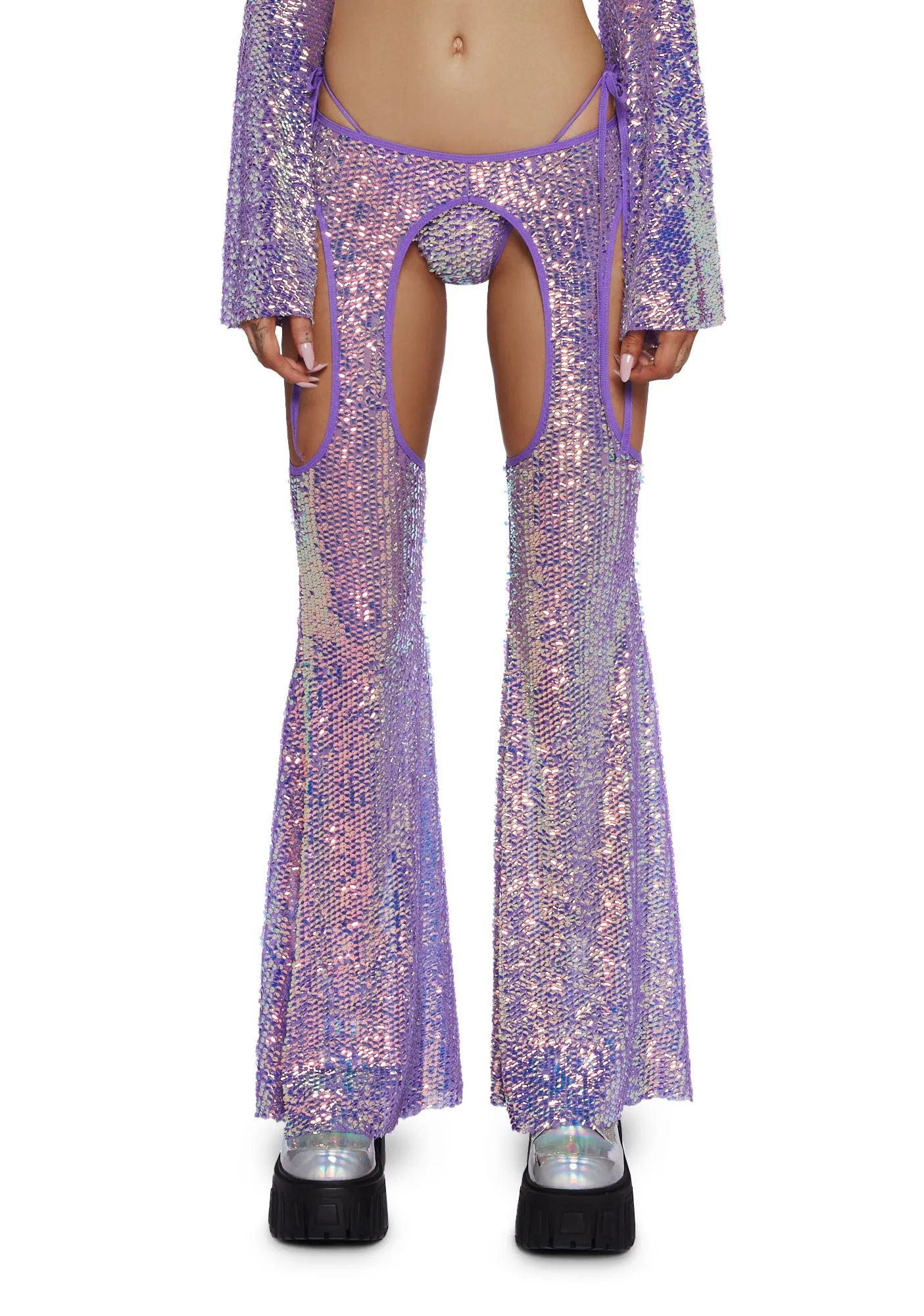 Royal Reef Diva Sequin Chaps Set - Purple sold by Dolls Kill